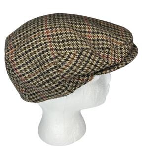 Vtg Bailey of Hollywood Flat Newsboy Hat Driver Cap Italy Houndstooth Mens L